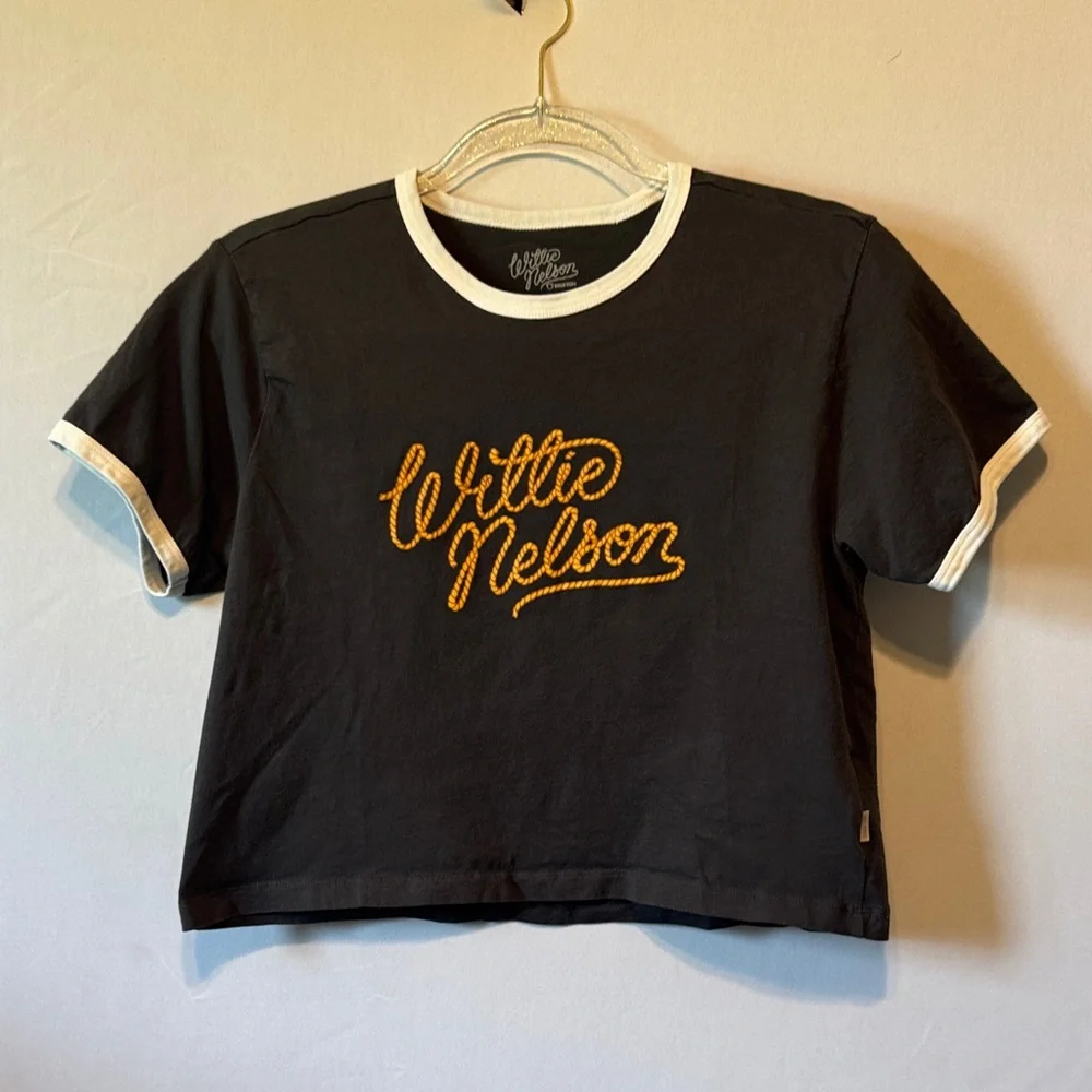 Brixton Willie Nelson Ringer Tee Medium Retro Graphic Cropped Western Band Tee - Picture 1 of 4